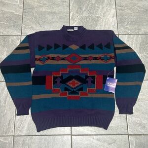 Vintage Robert Bruce Southwestern Aztec Knit Sweater New With Tags Men’s Medium